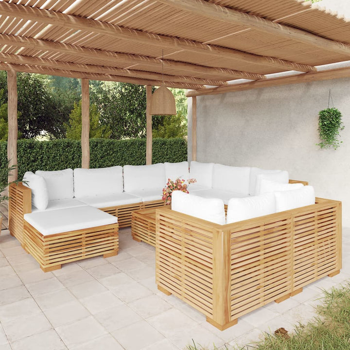 Set Mobilier Grădină Cu Perne, 6 Piese, Lemn Masiv De Tec