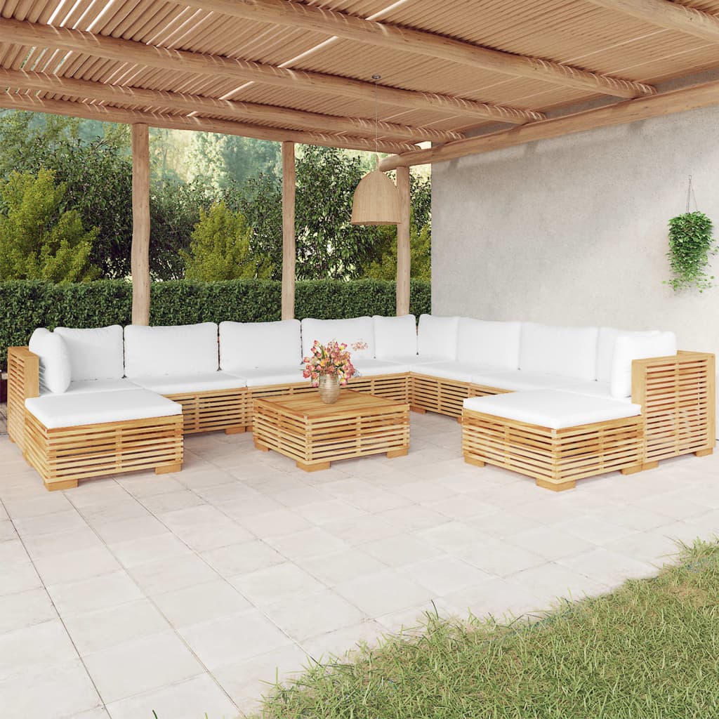 Set Mobilier Grădină Cu Perne, 6 Piese, Lemn Masiv De Tec