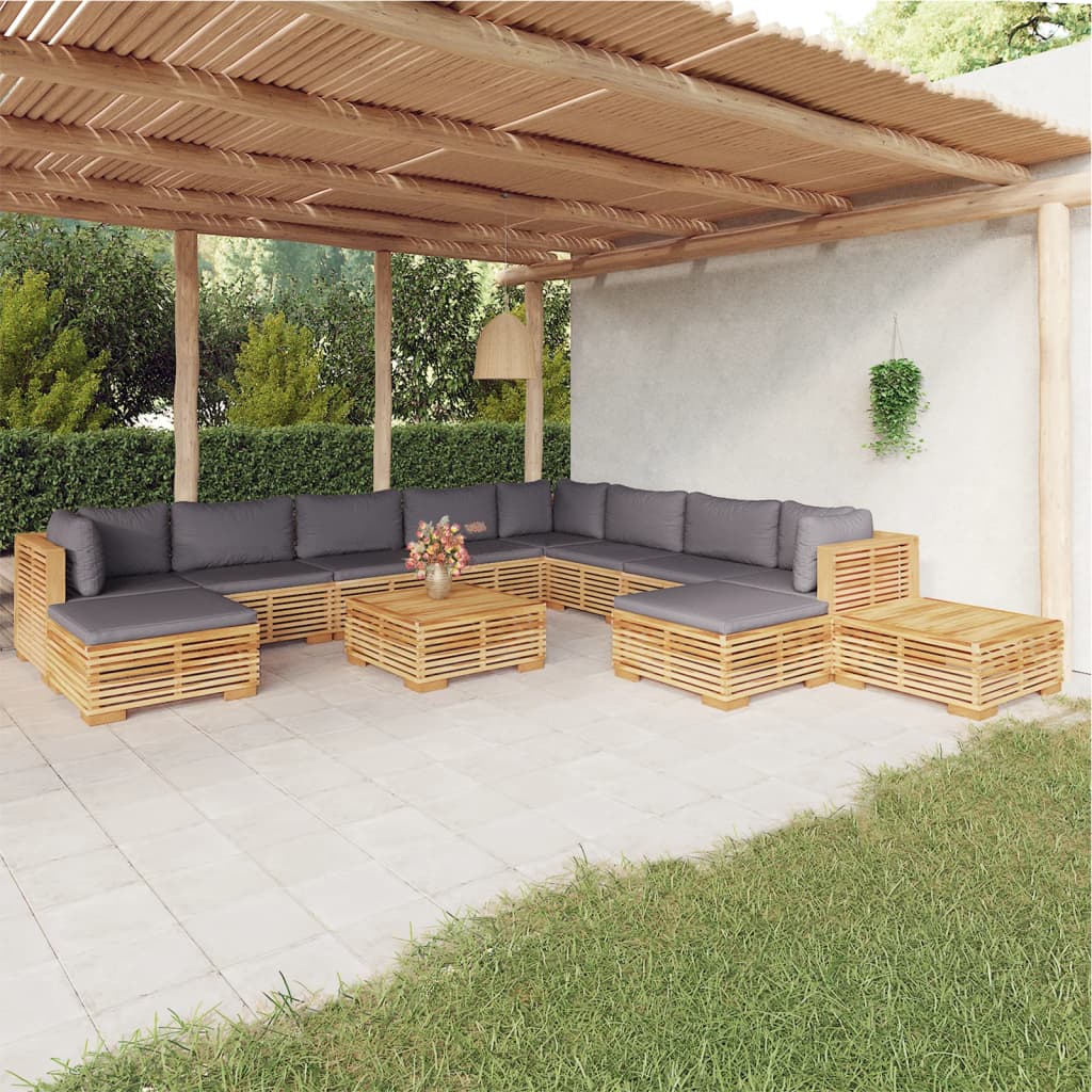 Set Mobilier Grădină Cu Perne, 6 Piese, Lemn Masiv De Tec