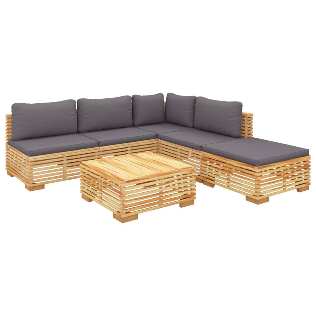 Set Mobilier Grădină Cu Perne, 6 Piese, Lemn Masiv De Tec