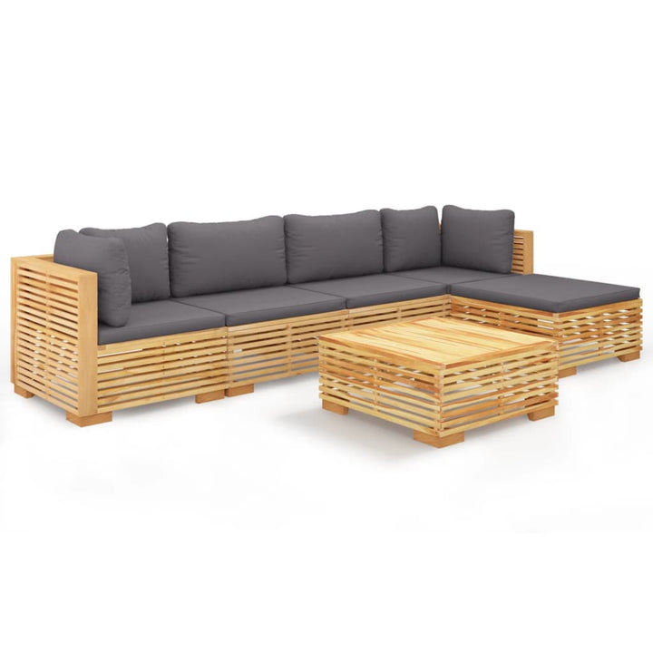 Set Mobilier Grădină Cu Perne, 6 Piese, Lemn Masiv De Tec