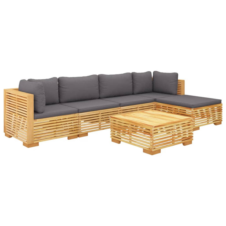 Set Mobilier Grădină Cu Perne, 6 Piese, Lemn Masiv De Tec