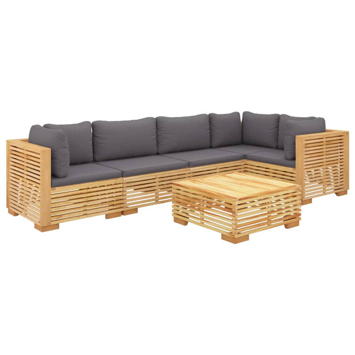 Set Mobilier Grădină Cu Perne, 6 Piese, Lemn Masiv De Tec