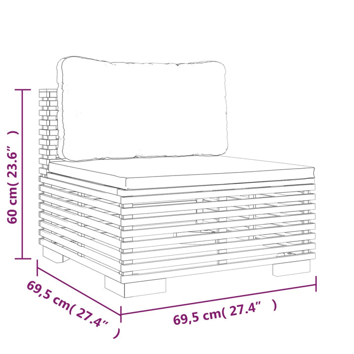 Set Mobilier Grădină Cu Perne, 5 Piese, Lemn Masiv De Tec