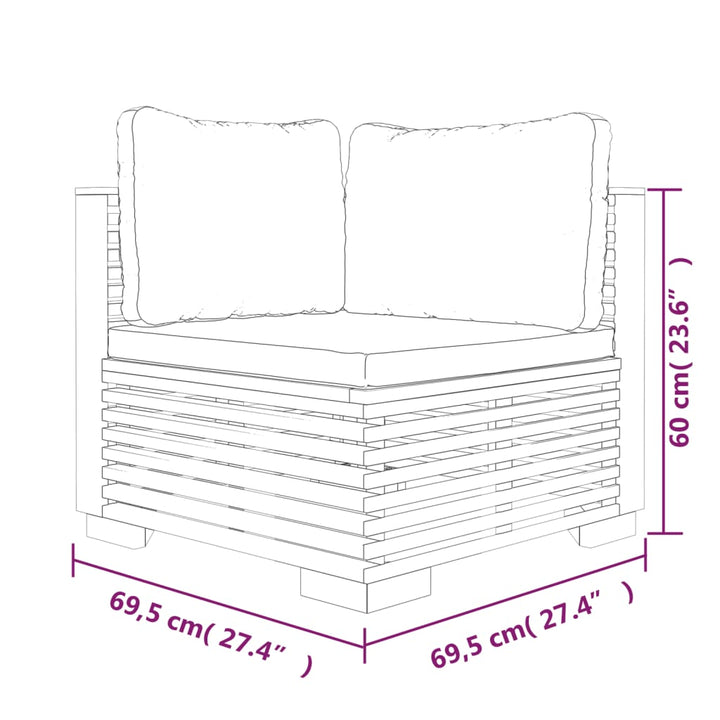 Set Mobilier Grădină Cu Perne, 5 Piese, Lemn Masiv De Tec