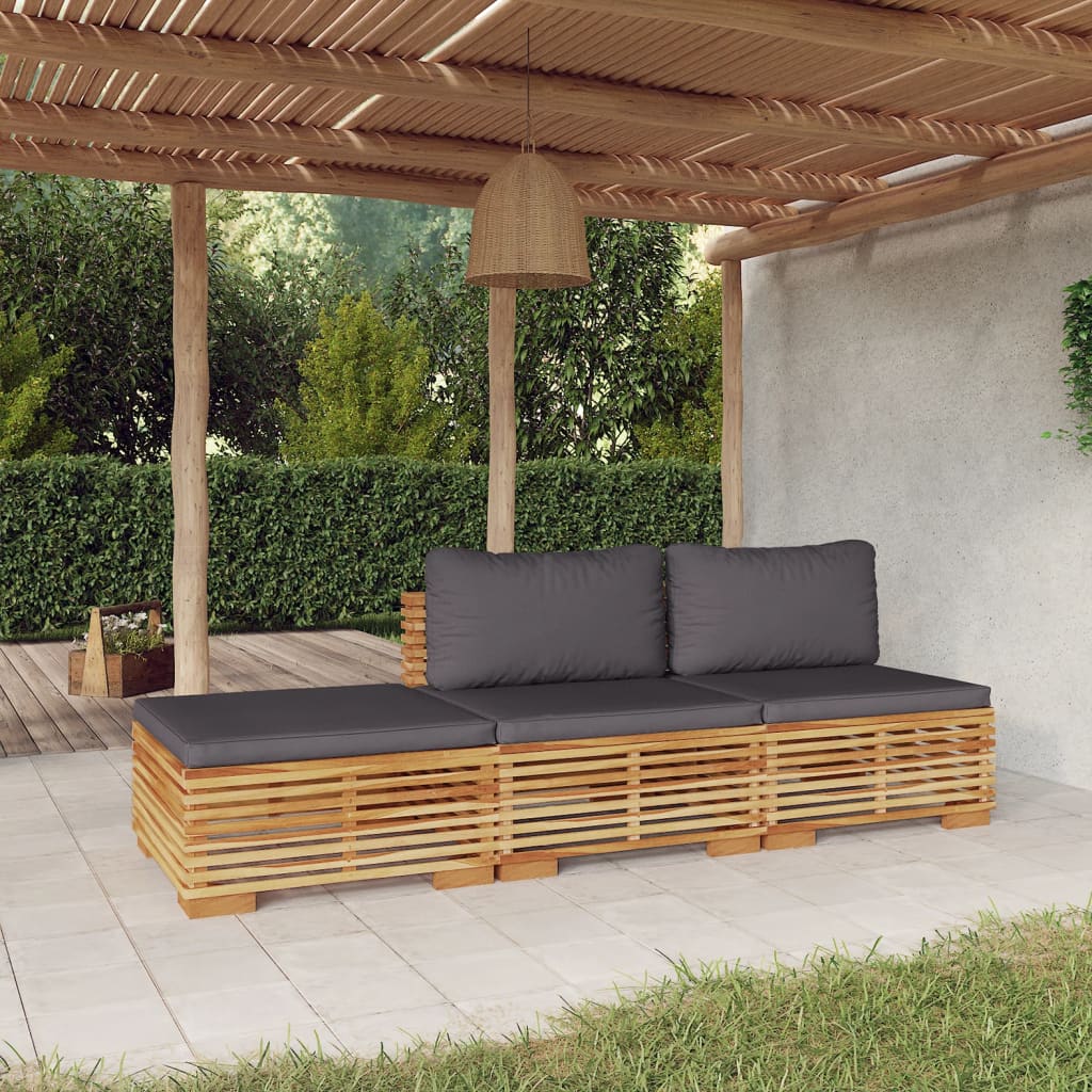 Set Mobilier Grădină Cu Perne, 6 Piese, Lemn Masiv De Tec