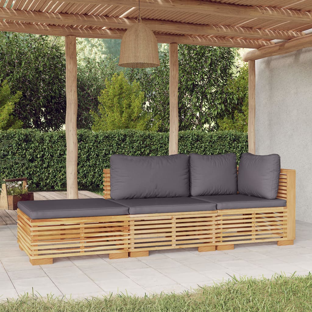 Set Mobilier Grădină Cu Perne, 6 Piese, Lemn Masiv De Tec