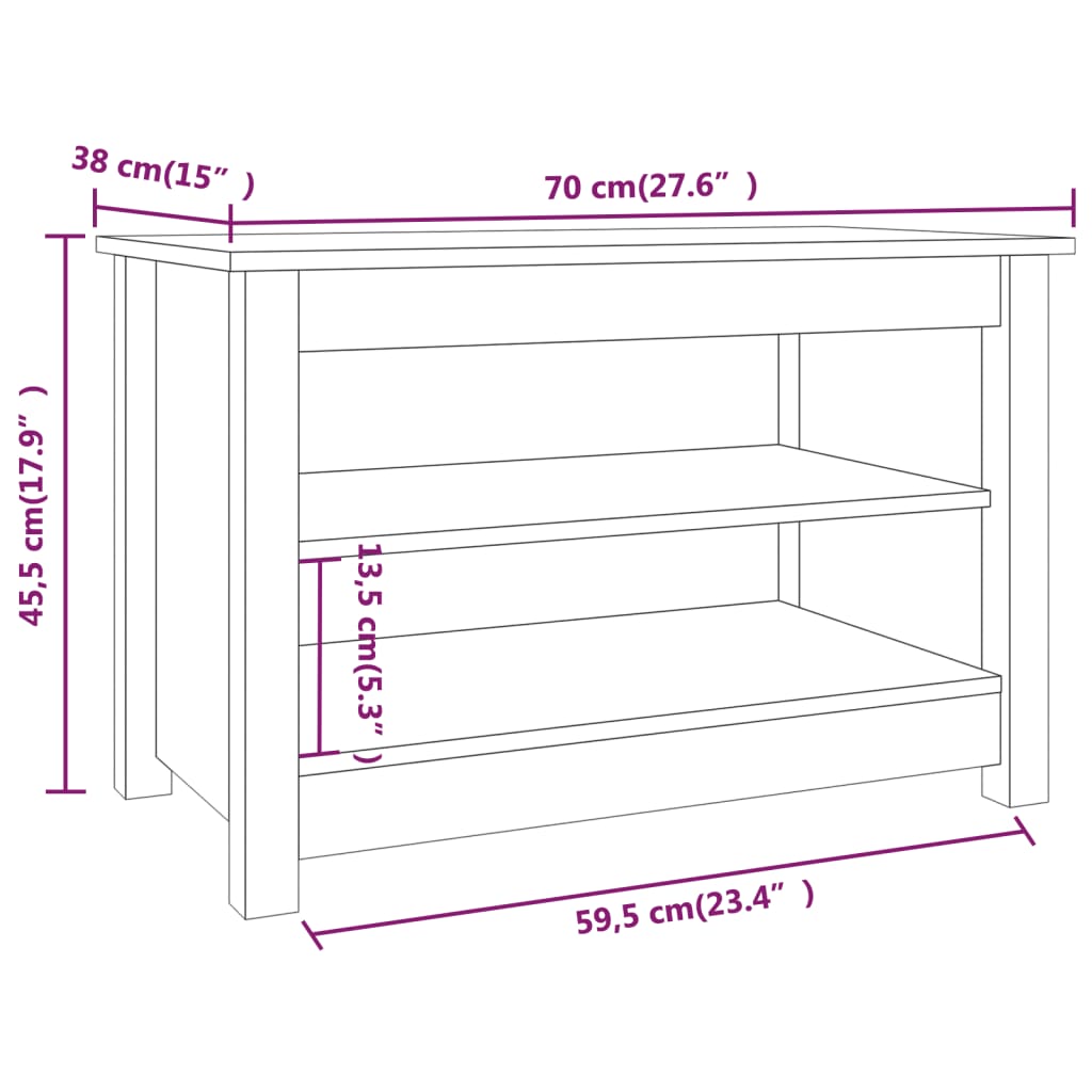 Bancă Pentru Pantofi, 70X38X45,5 Cm, Lemn Masiv De Pin