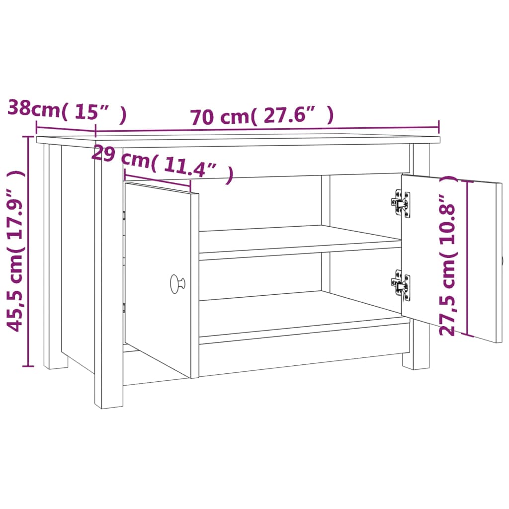 Dulap Pentru Pantofi, , 70X38X45,5 Cm, Lemn Masiv De Pin
