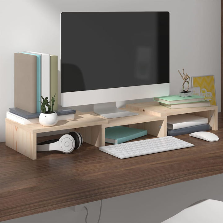 Stand Pentru Monitor, 80X24X10,5 Cm, Lemn Masiv De Pin