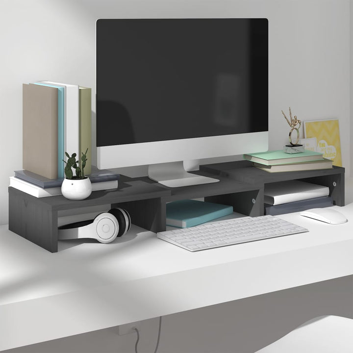 Stand Pentru Monitor, 80X24X10,5 Cm, Lemn Masiv De Pin