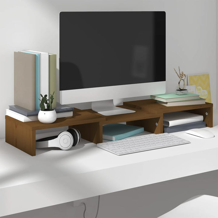 Stand Pentru Monitor, 80X24X10,5 Cm, Lemn Masiv De Pin