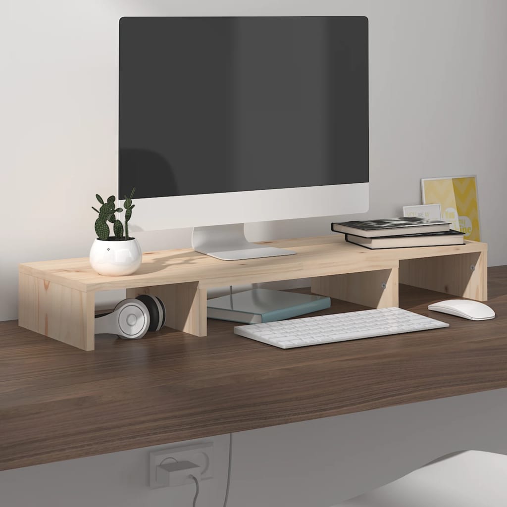 Stand Pentru Monitor, 80X24X10,5 Cm, Lemn Masiv De Pin