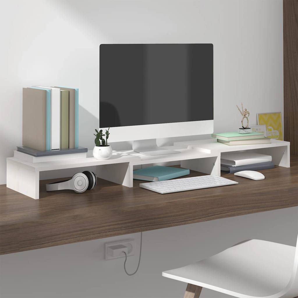 Stand Pentru Monitor, 80X24X10,5 Cm, Lemn Masiv De Pin