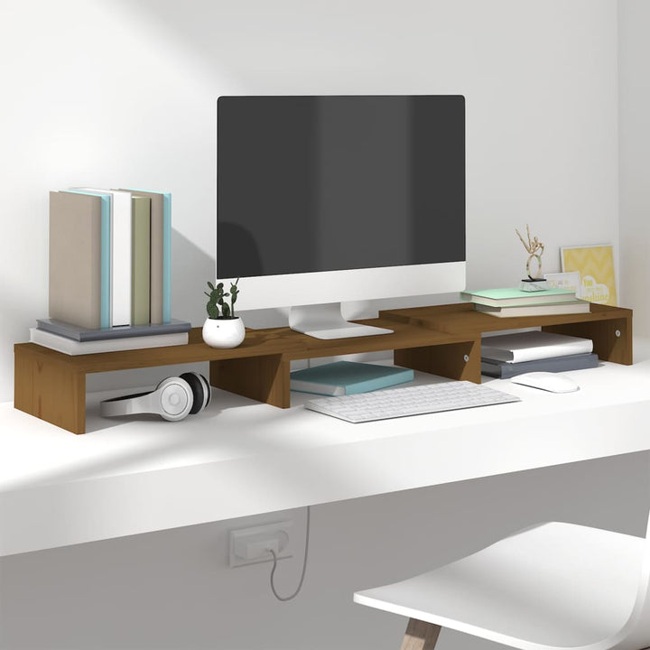 Stand Pentru Monitor, 80X24X10,5 Cm, Lemn Masiv De Pin