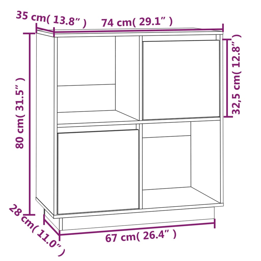 Dulap, , 74X35X80 Cm, Lemn Masiv De Pin