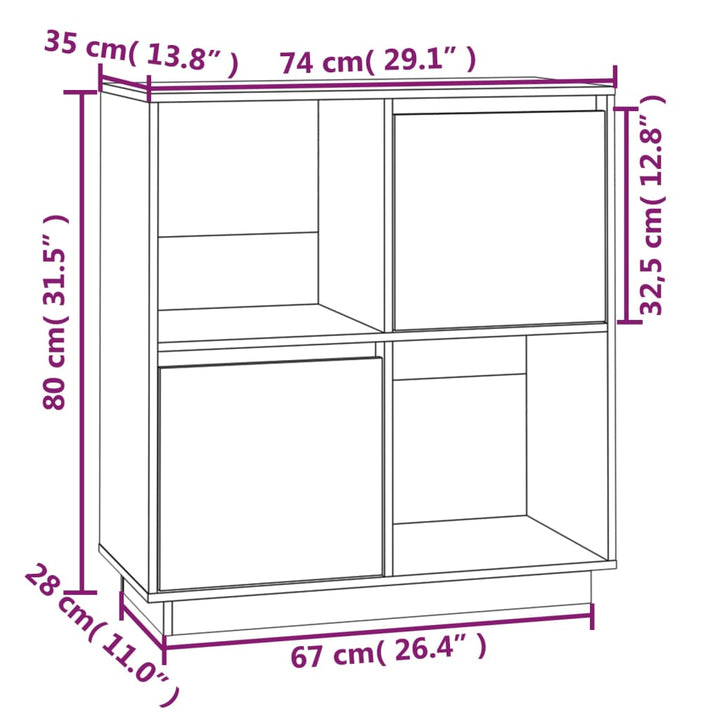 Dulap, , 74X35X80 Cm, Lemn Masiv De Pin