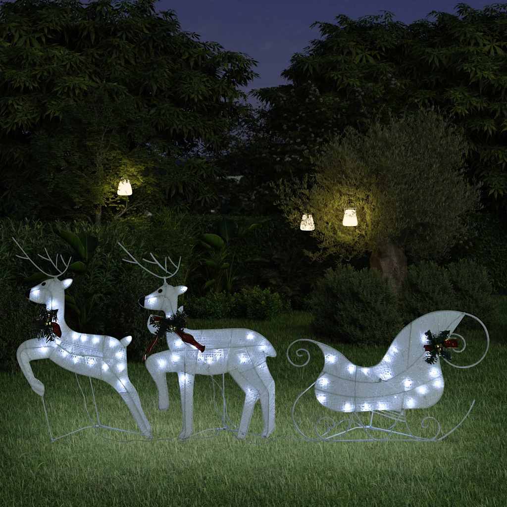 Decor De Crăciun Cu Reni Și Sanie, 60 Led-Uri Exterior