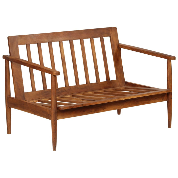 Set Canapea, 3 Piese, Maro, Piele Naturală/Lemn Masiv Acacia
