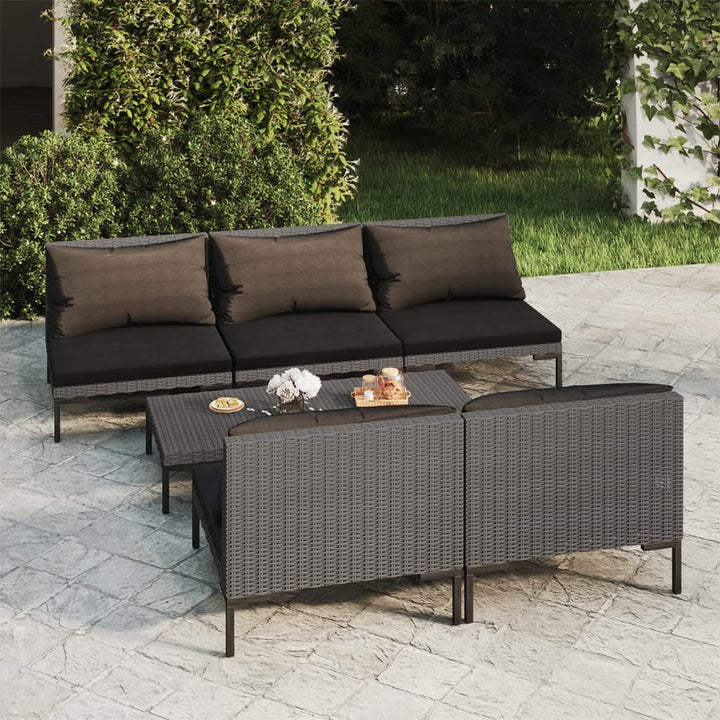 Set Mobilier De Grădină Cu Perne, 5 Piese, Gri Închis Poliratan