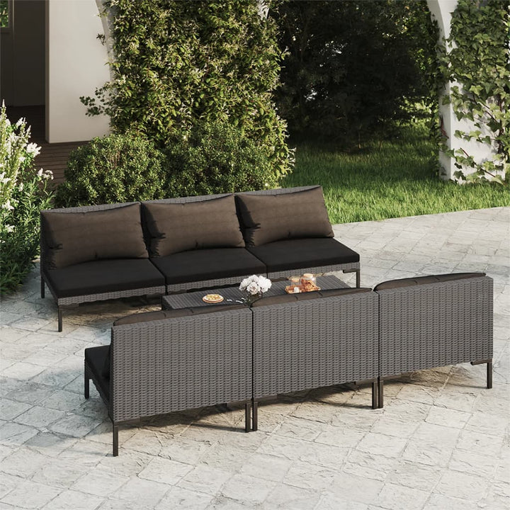 Set Mobilier De Grădină Cu Perne, 5 Piese, Gri Închis Poliratan