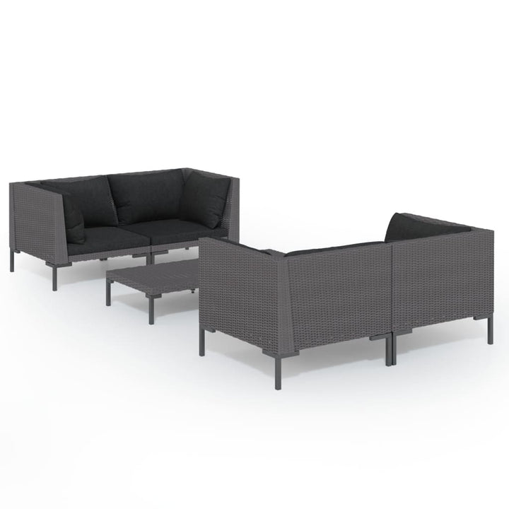 Set Mobilier De Grădină Cu Perne, 5 Piese, Gri Închis Poliratan