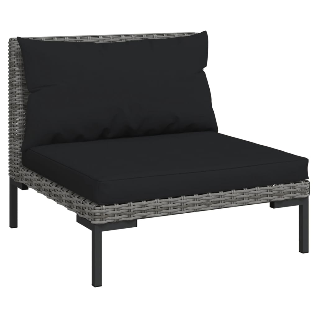 Set Mobilier De Grădină Cu Perne, 4 Piese, Gri Închis Poliratan