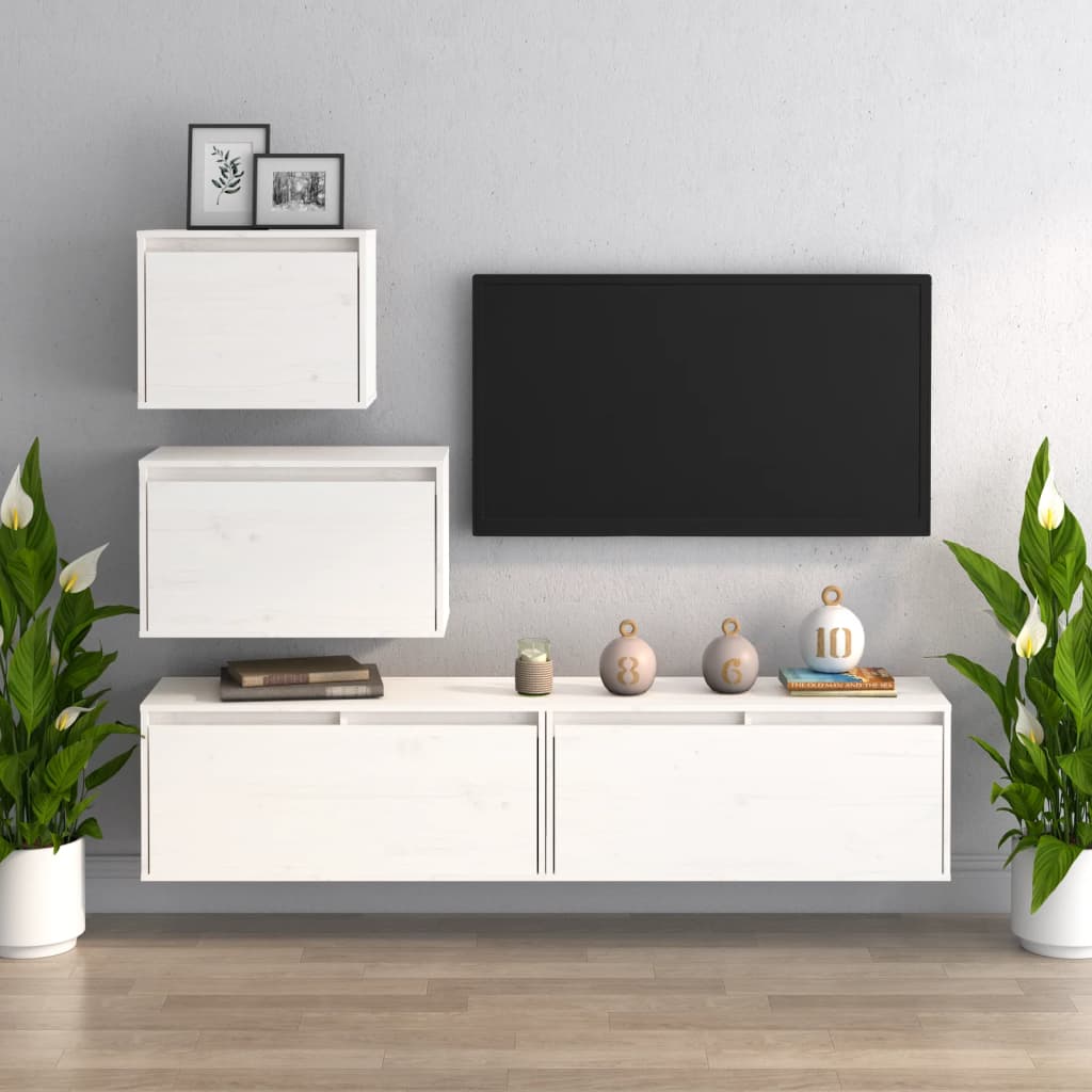 Comode Tv, 4 Buc., Lemn Masiv De Pin