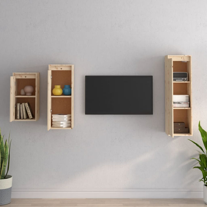 Comode Tv, 3 Buc., Lemn Masiv De Pin