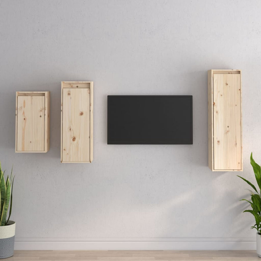 Comode Tv, 3 Buc., Lemn Masiv De Pin