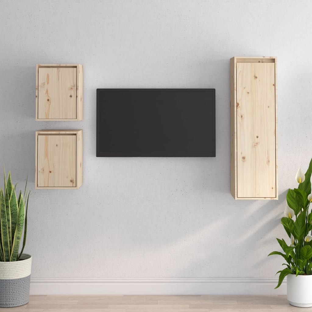Comode Tv, 3 Buc., , Lemn Masiv De Pin