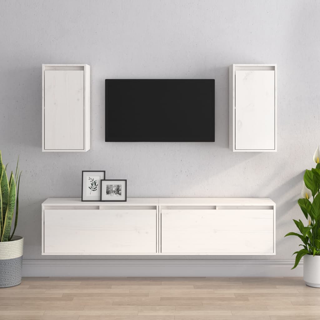 Comode Tv, 4 Buc., Lemn Masiv De Pin