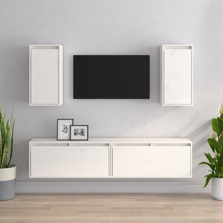 Comode Tv, 4 Buc., Lemn Masiv De Pin
