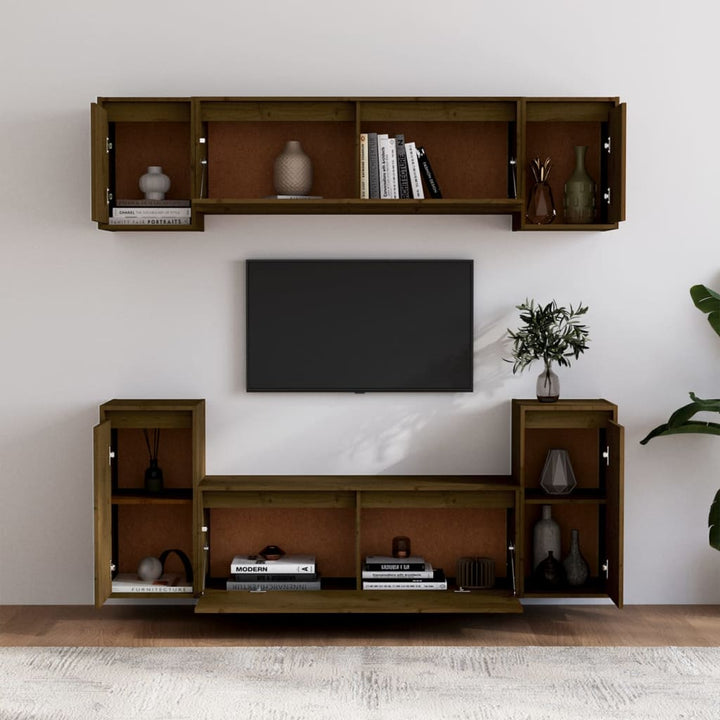 Comode Tv, 6 Buc., , Lemn Masiv De Pin
