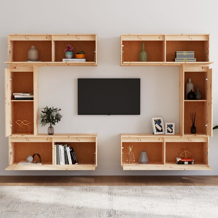 Comode Tv, 6 Buc., Lemn Masiv De Pin