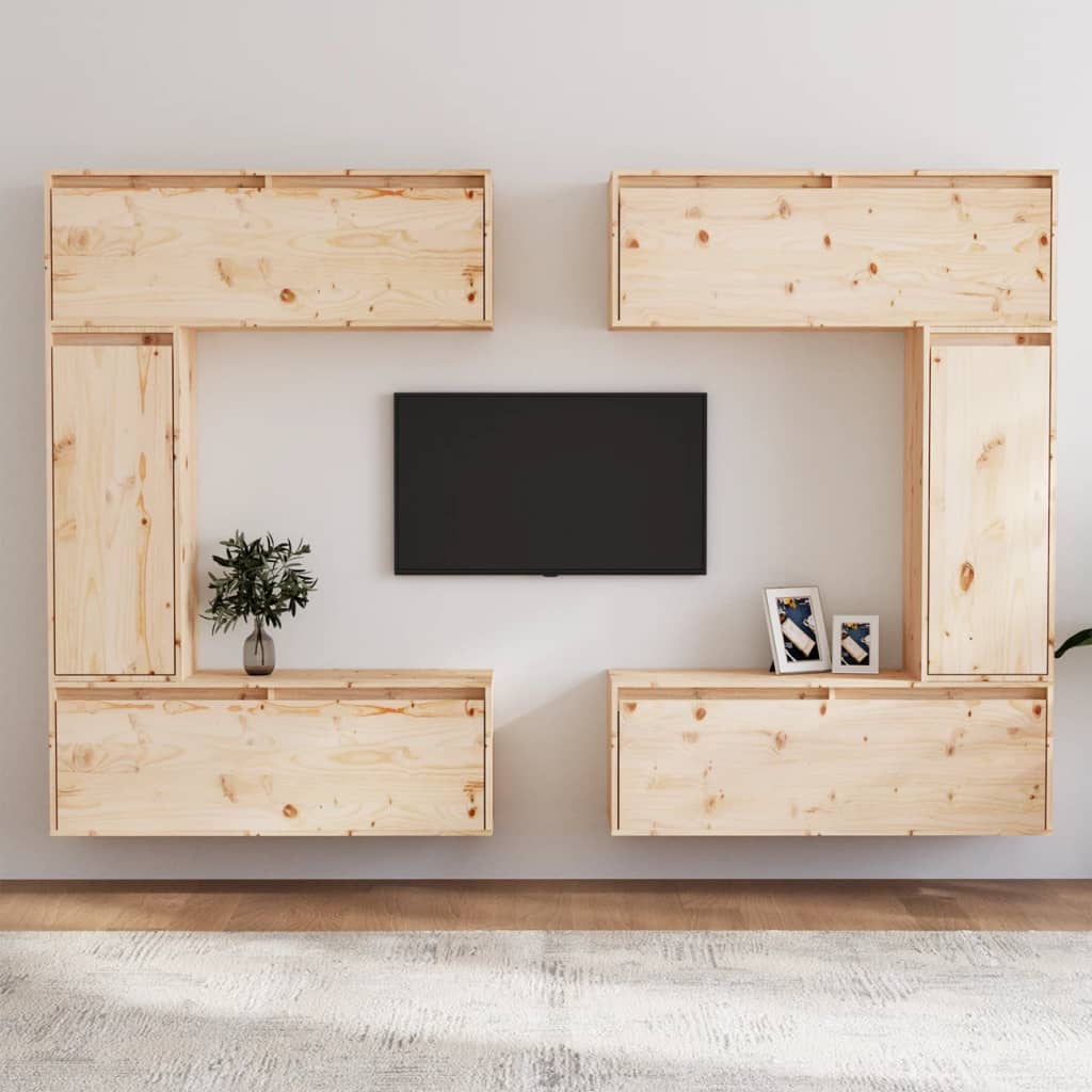 Comode Tv, 6 Buc., Lemn Masiv De Pin