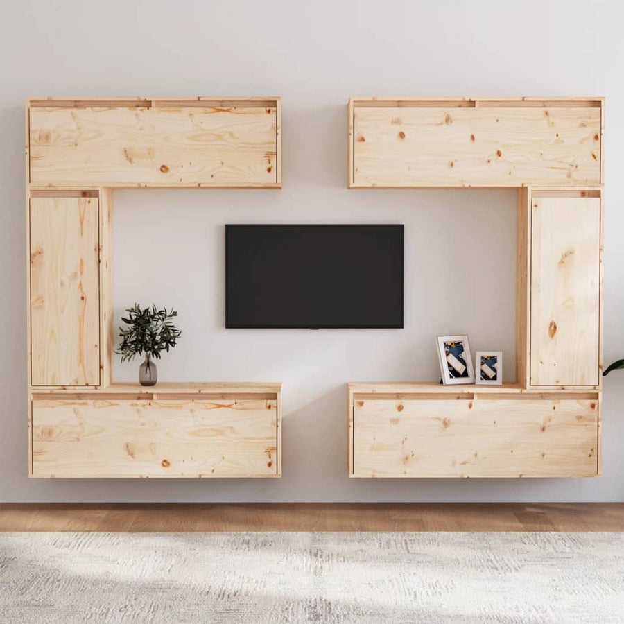 Comode Tv, 6 Buc., Lemn Masiv De Pin