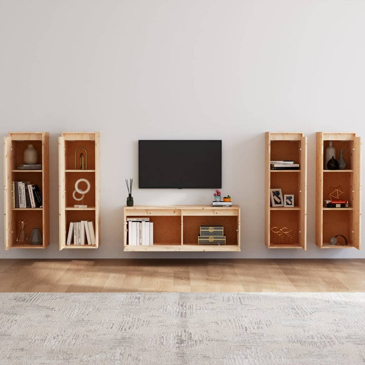 Comode Tv, 5 Buc., Lemn Masiv De Pin