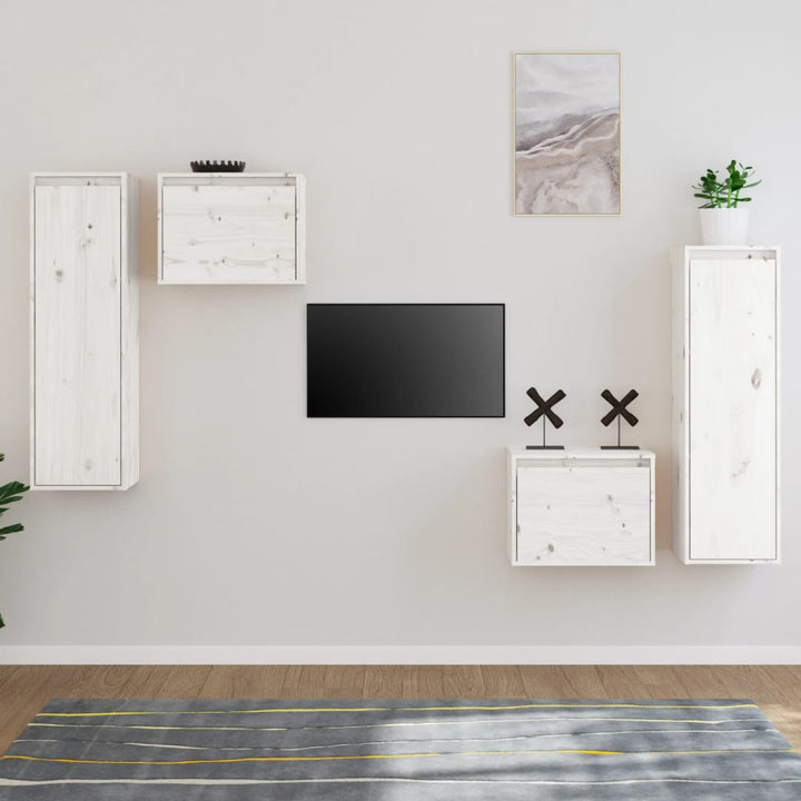 Comode Tv, 4 Buc., Lemn Masiv De Pin