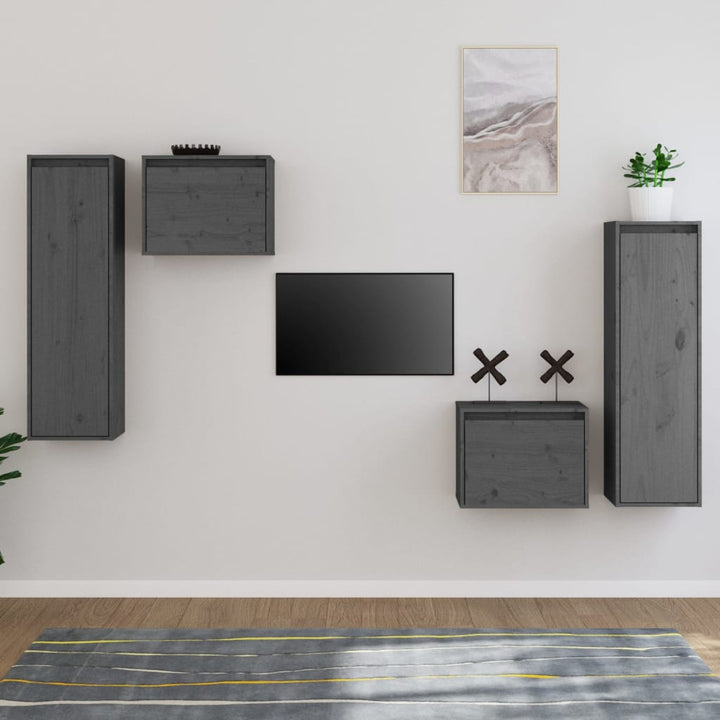 Comode Tv, 4 Buc., Lemn Masiv De Pin