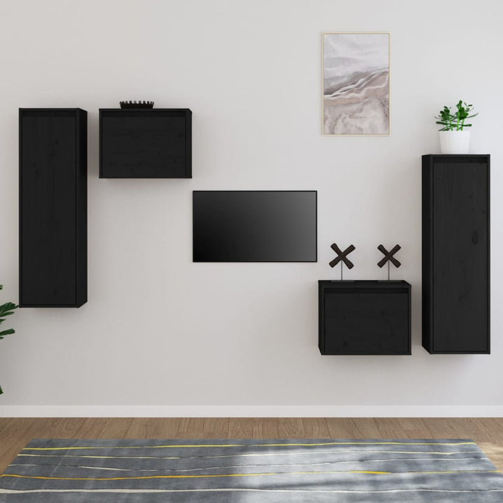 Comode Tv, 4 Buc., Lemn Masiv De Pin