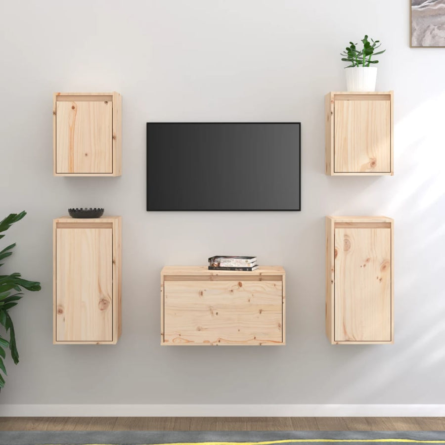 Comode Tv, 5 Buc., Lemn Masiv De Pin