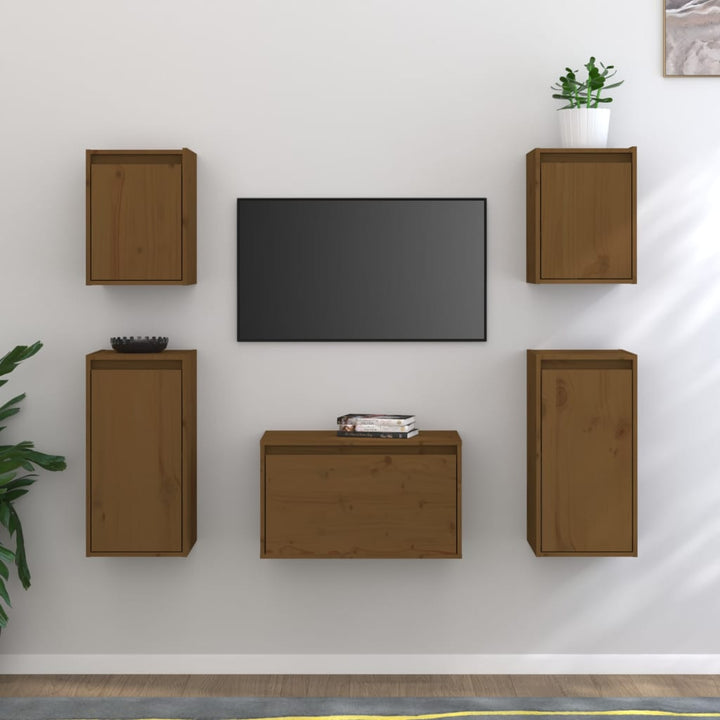 Comode Tv, 5 Buc., Lemn Masiv De Pin