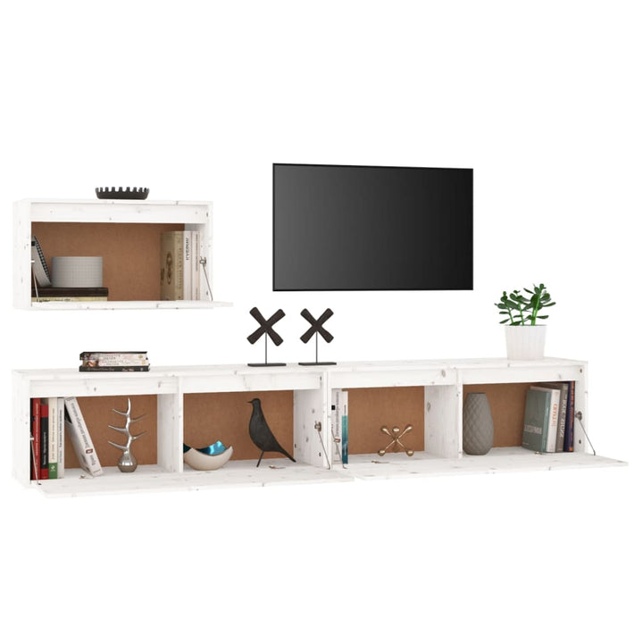 Comode Tv, , 3 Buc., Lemn Masiv De Pin