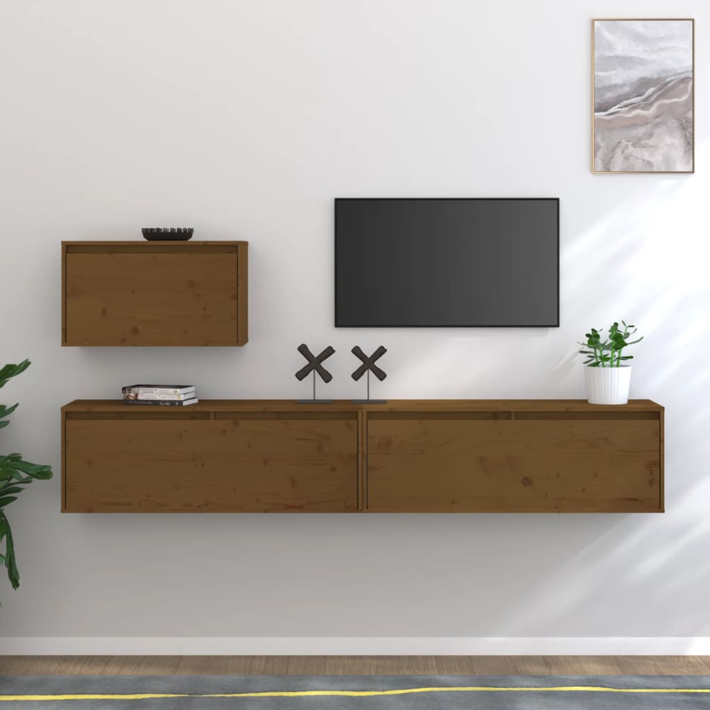 Comode Tv, , 3 Buc., Lemn Masiv De Pin