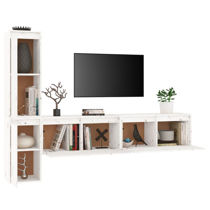 Comode Tv, , 4 Buc., Lemn Masiv De Pin