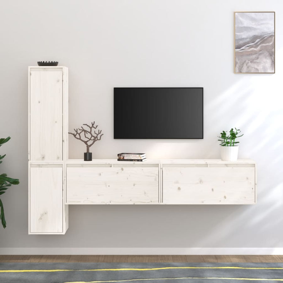 Comode Tv, , 4 Buc., Lemn Masiv De Pin