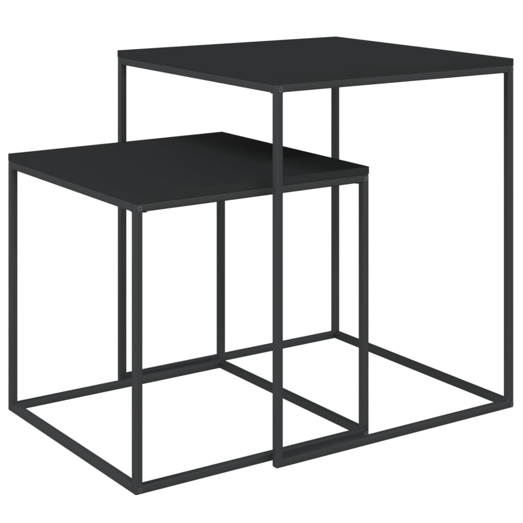 Set Măsuțe De Cafea, 2 Buc., Lemn Prelucrat Și Metal