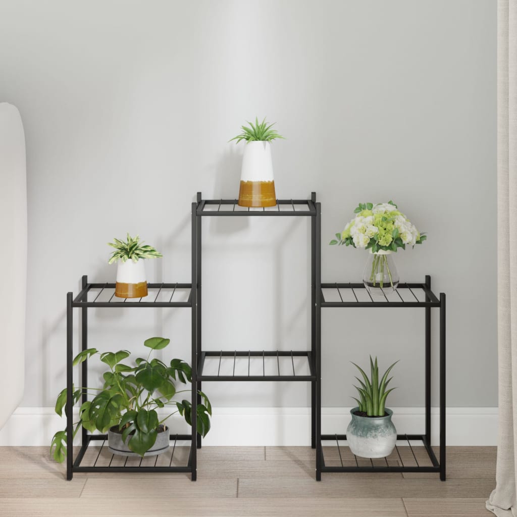 Suport Pentru Flori Cu Roți, 83X25X63,5 Cm, Negru, Fier