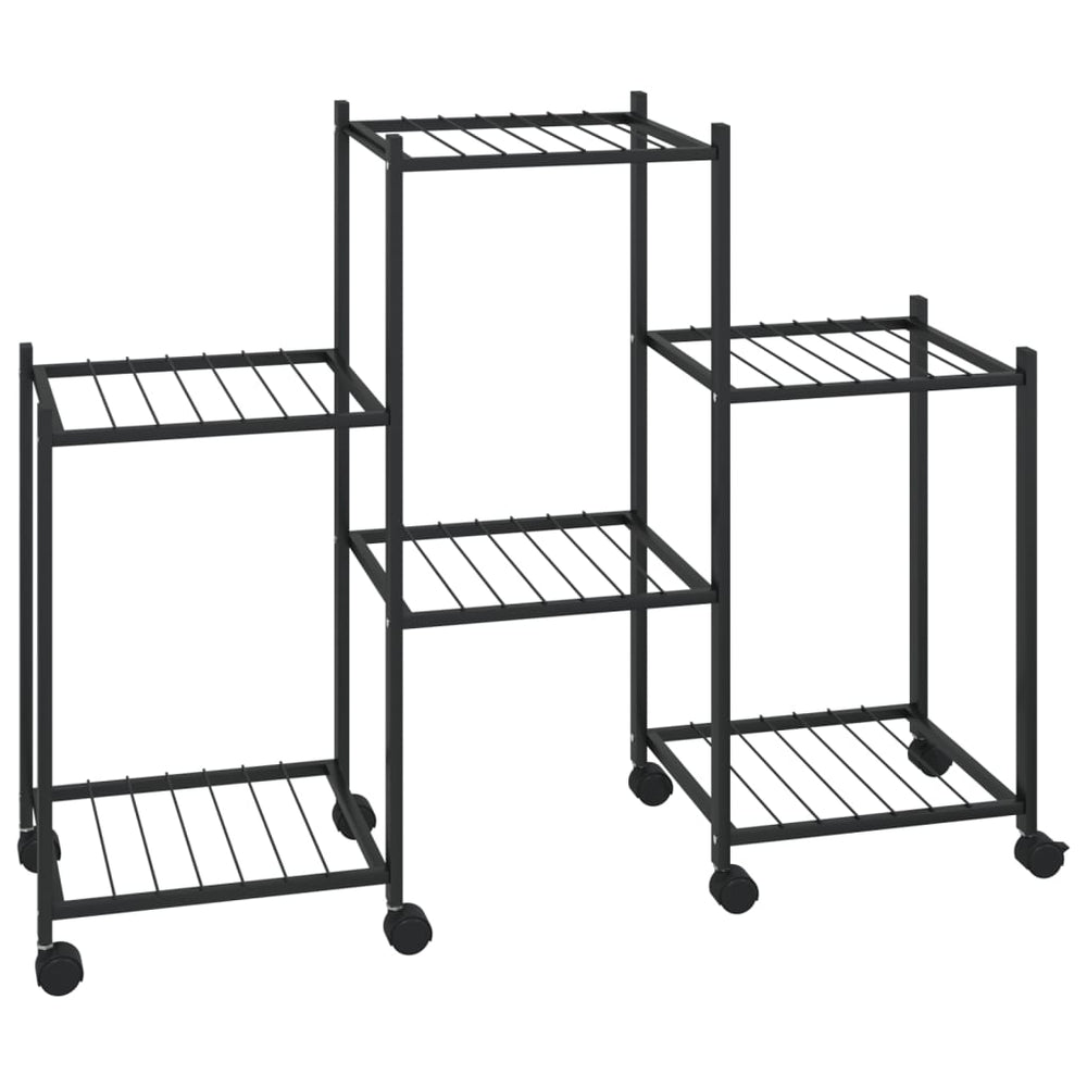Suport Pentru Flori Cu Roți, 83X25X63,5 Cm, Negru, Fier